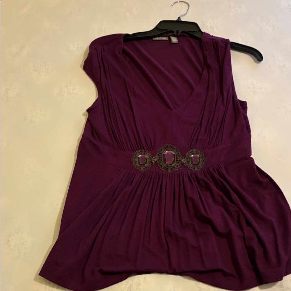 Apt. 9 Deep plum Purple Blouse with jeweled Waist